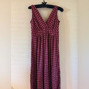 Elegant Red and Black Petite Floral Maxi Dress Loft